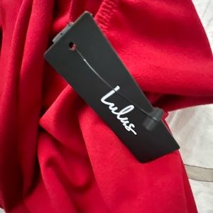 Lulus Thinking out loud red backless jumpsuit.